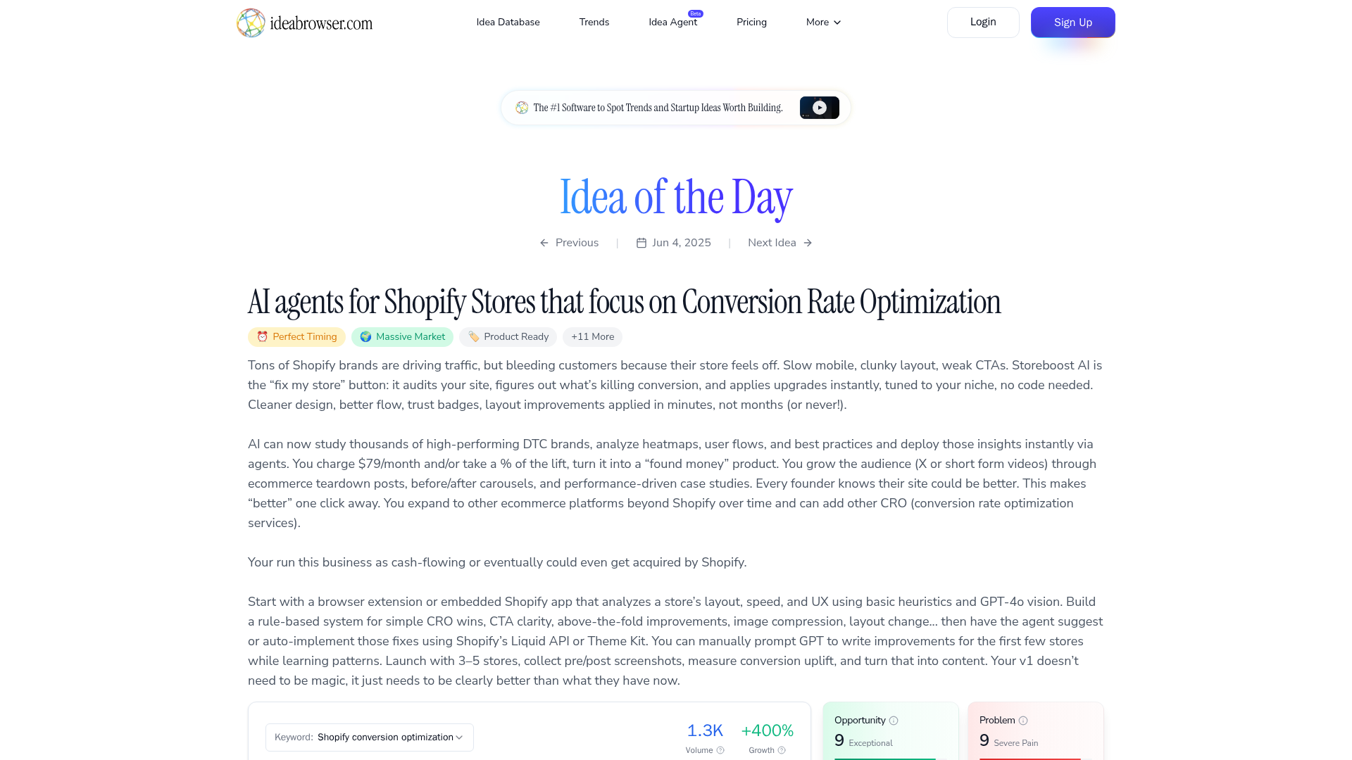 Ideabrowser screenshot