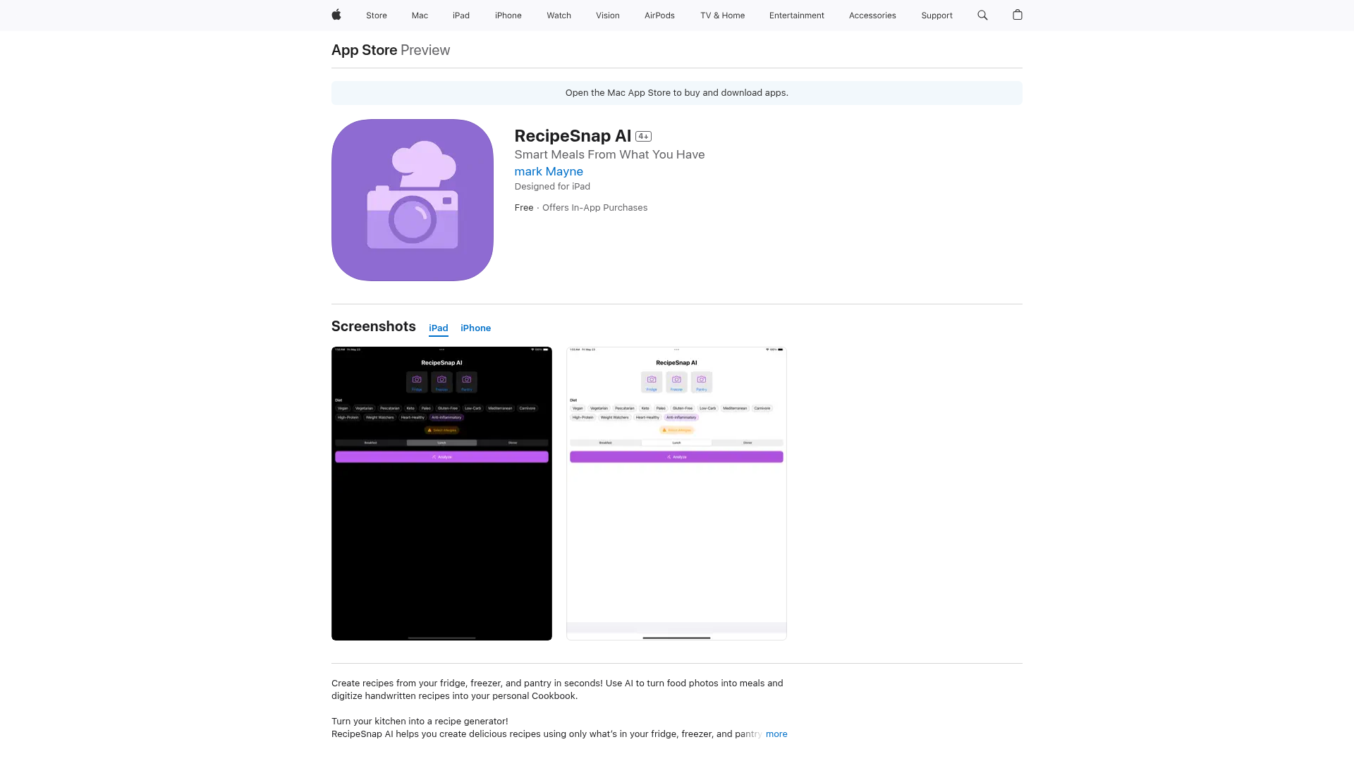 RecipeSnap AI screenshot