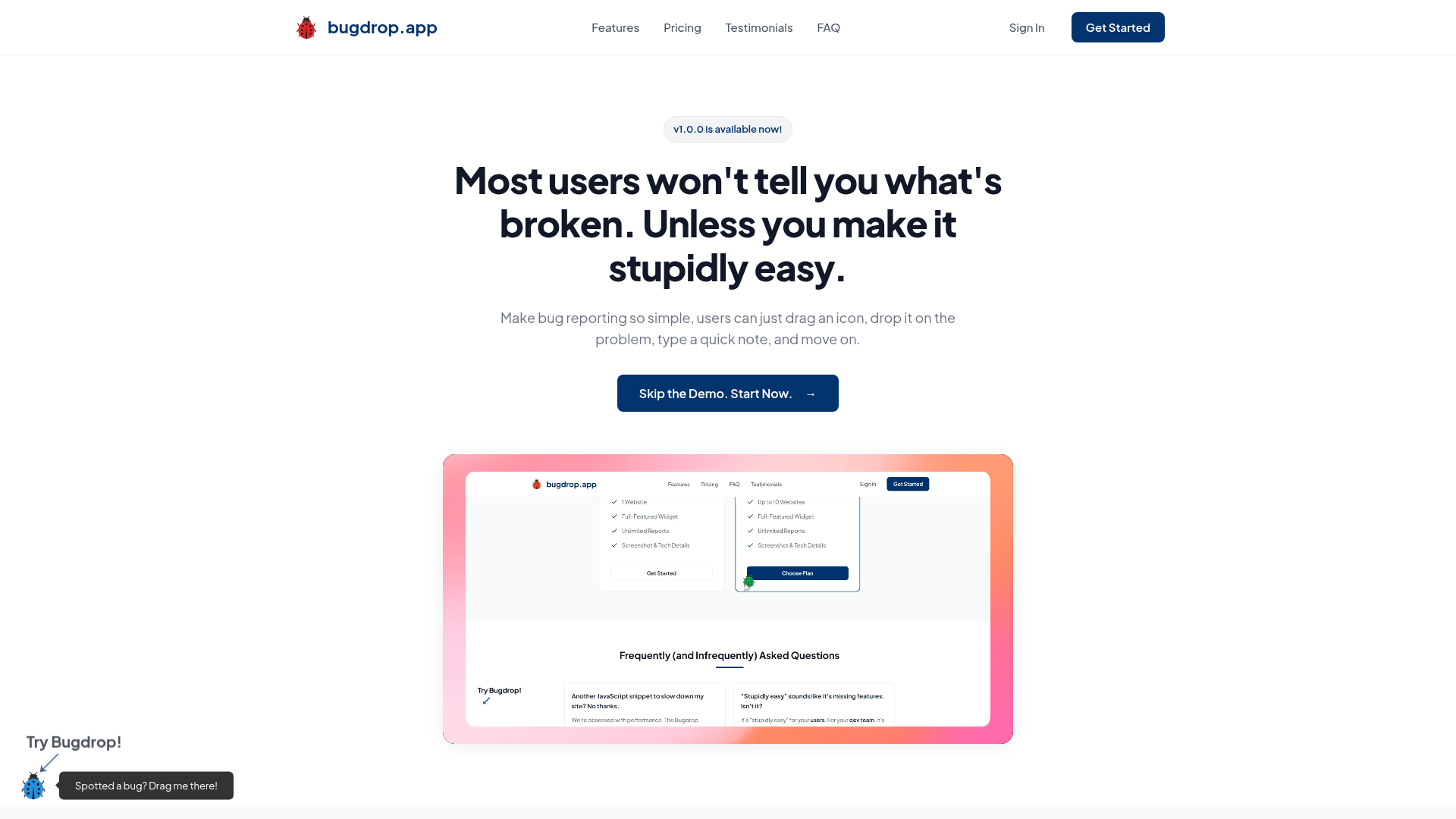 Bugdrop screenshot