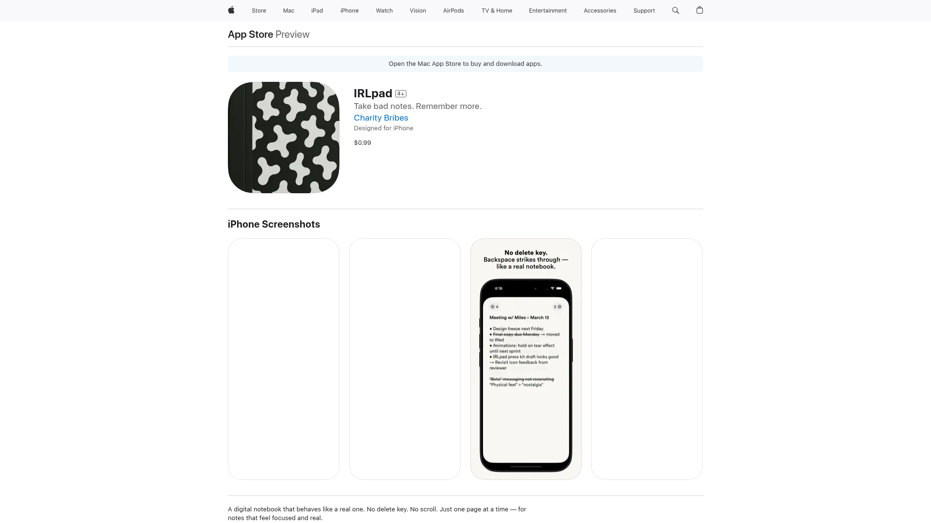 IRLpad screenshot