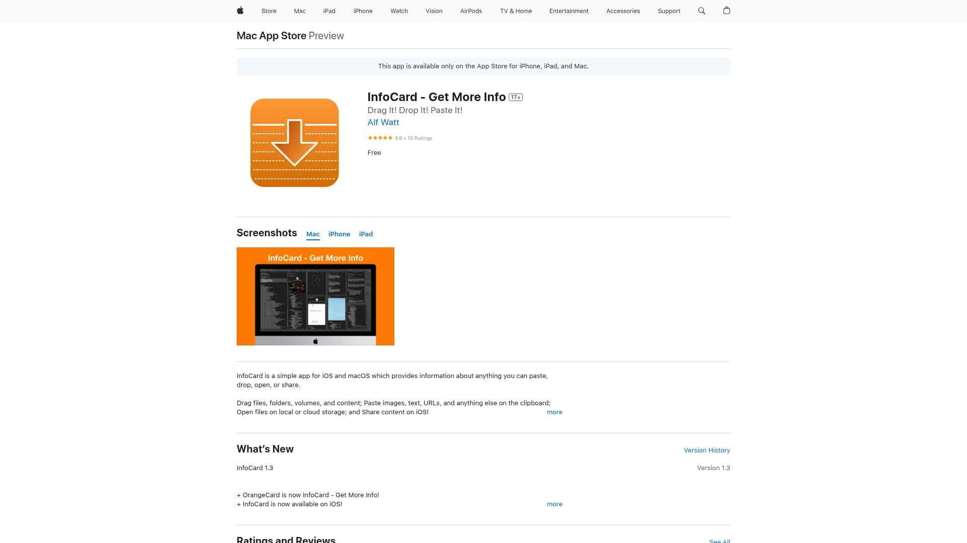 InfoCard screenshot