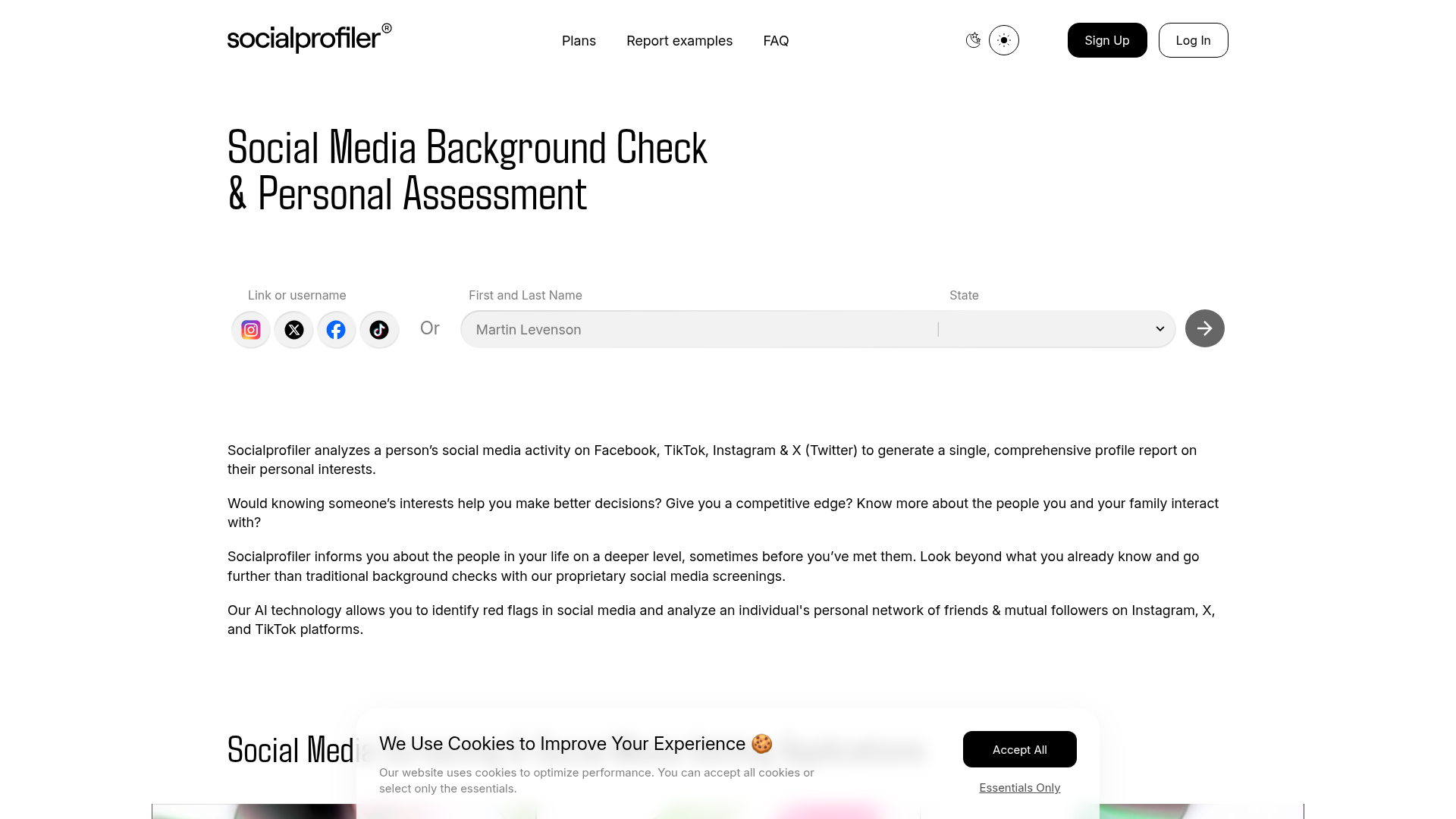Socialprofiler screenshot