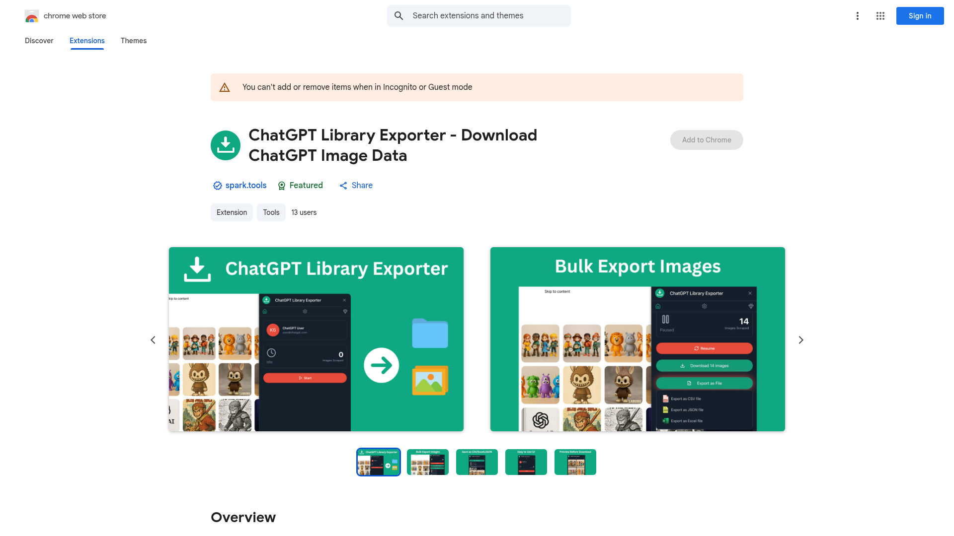 ChatGPT 图库导出器 - 下载 ChatGPT 图像数据 screenshot